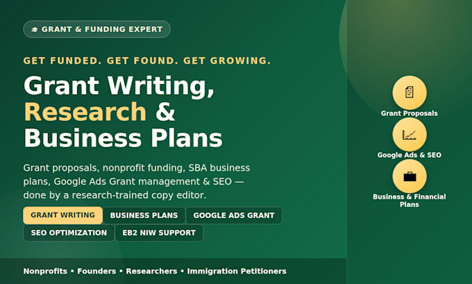 be your grant writer, and copy editor for grant applications