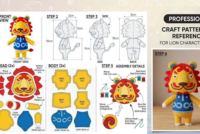 create custom plushie designs and sewing patterns for manufacturing