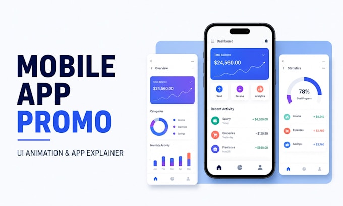 create mobile app promo video ui animation and animated app explainer