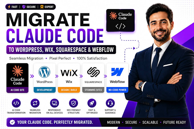 migrate claude code to wordpress wix claude code site to squarespace webflow