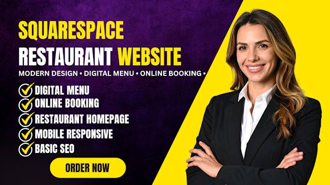 design squarespace restaurant website with menu and booking