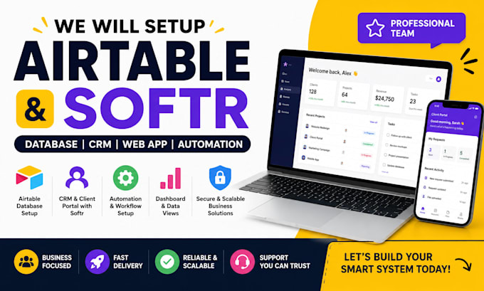 setup airtable database softr client webapp airtable crm automation consultant