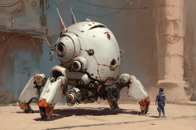 design sci fi mecha and robot concept art