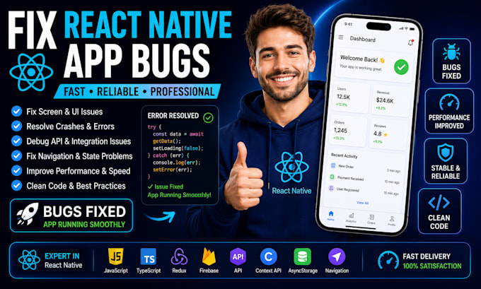 fix react native expo app bugs crashes errors ios android