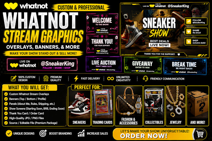 design professional whatnot live stream graphics and overlays