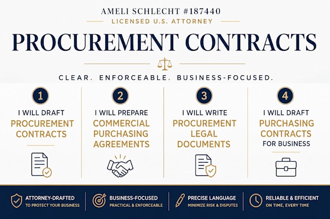draft an airtight procurement contract a licensed US attorney bespoke purchasing