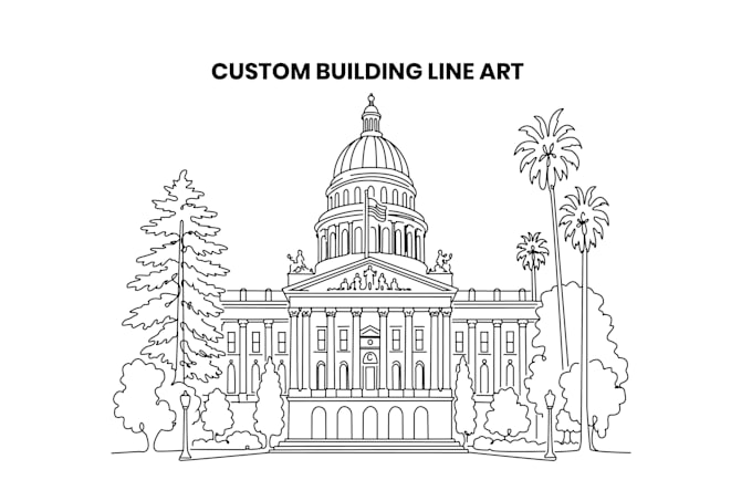 create minimalist building and house portrait line art