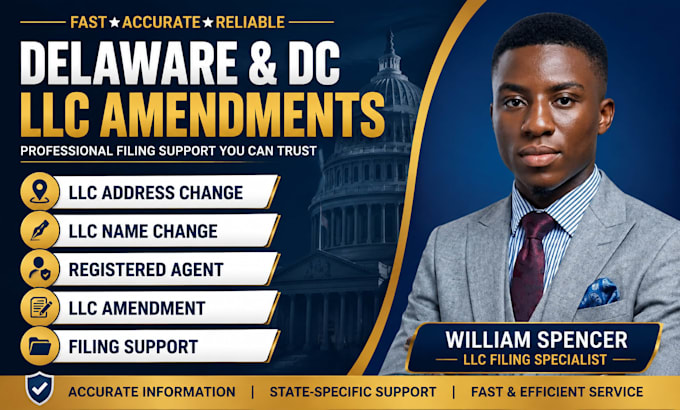 amend delaware florida georgia and dc llc address, name or registered agent