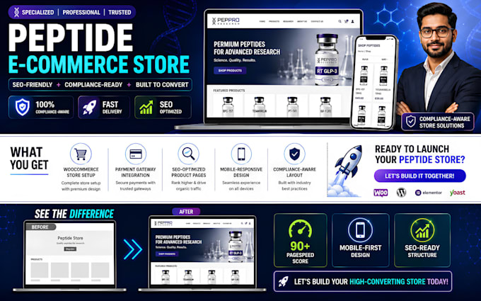 build an fda compliant peptide ecommerce store with SEO