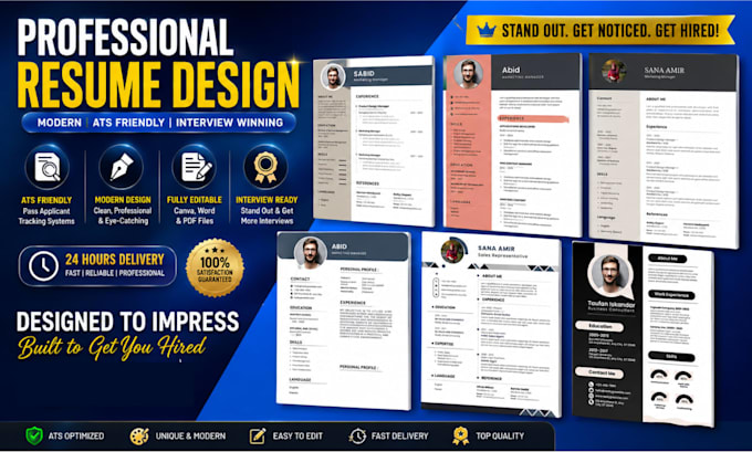 design professional, modern resume, CV, in canva