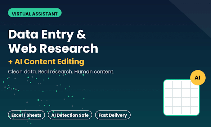 do data entry, web research and ai content editing