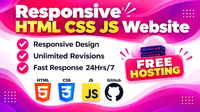 develop custom website and create landing page using html,css and js on github