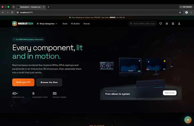 build a modern 3d ecommerce website with ai chatbot