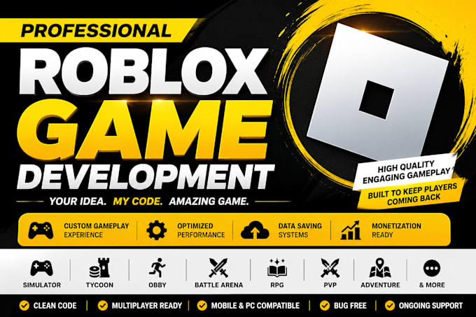 develop roblox game, simulator, tycoon, obby, battel arena, rpg, pvp, adventure