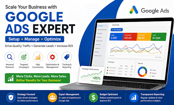 google ads setup, management , optimization