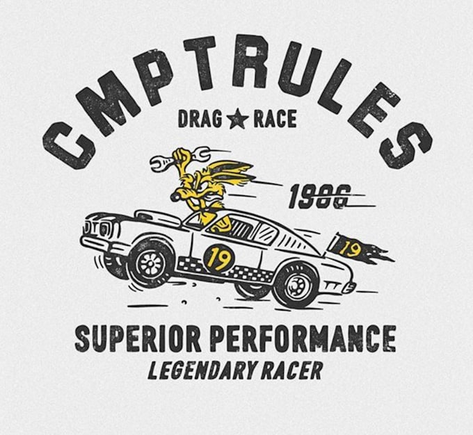 design custom vintage biker racing logo with illustration