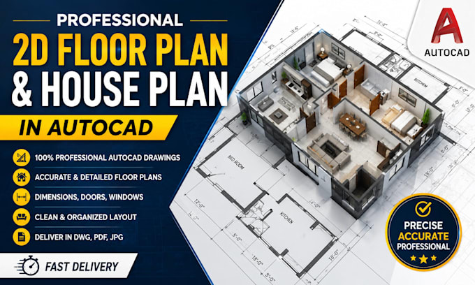 create autocad 2d plans and 3d architectural designs