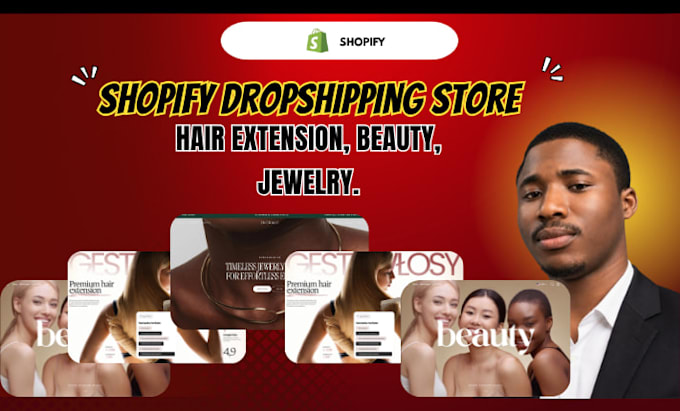 design hair extension shopify store, beauty website, jewelry store