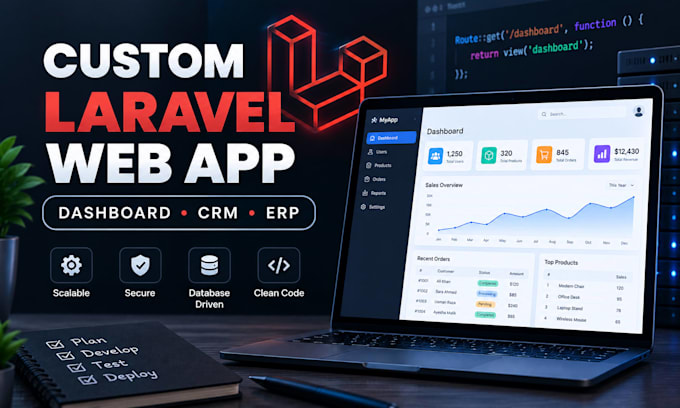 build custom laravel PHP web application and admin dashboard