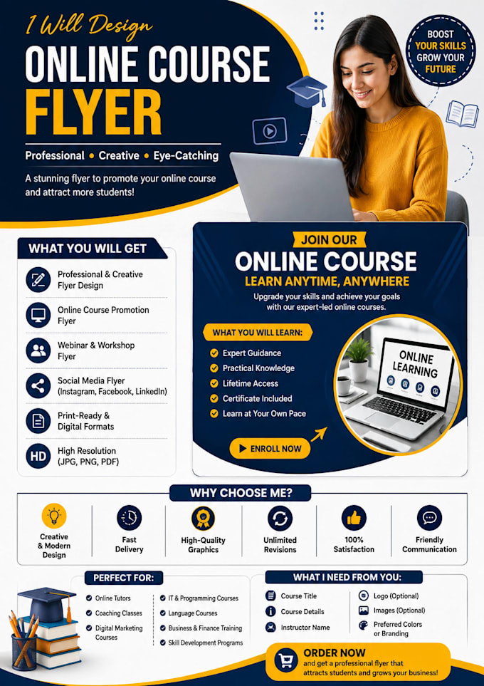 design a professional online course flyer