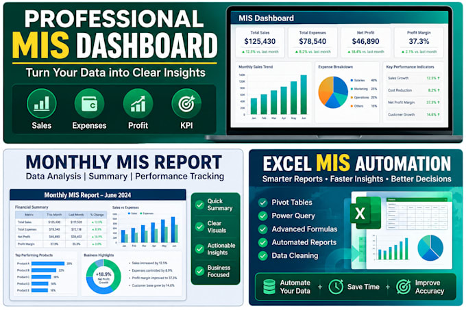 create mis reports and weekly monthly excel reporting