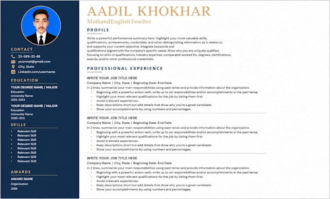 design a professional and modern CV resume