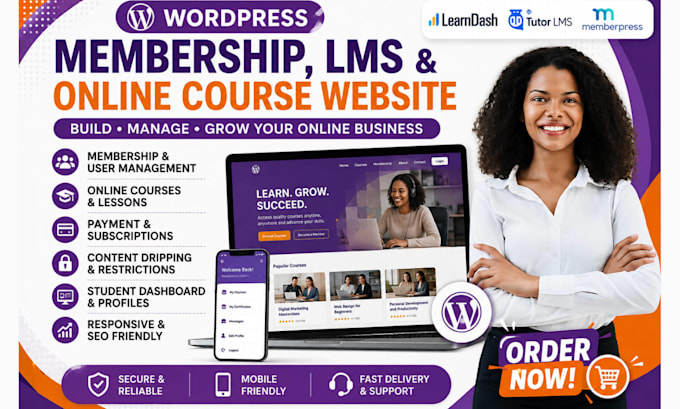 build lms website paid membership pro elementor wordpress memberpress website