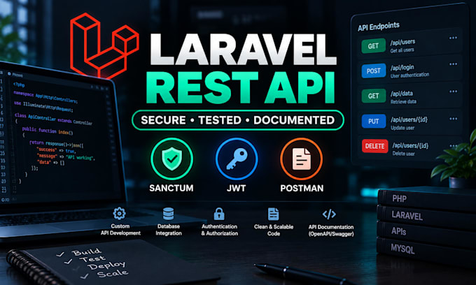 develop secure laravel rest API for web and mobile apps