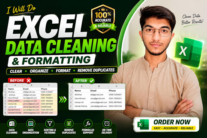 clean, format and organize excel data