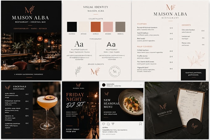 design a professional restaurant menu