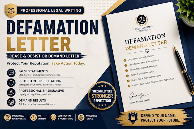draft a defamation cease and desist or demand letter
