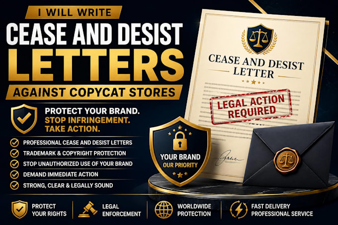 write cease and desist letters against copycat stores