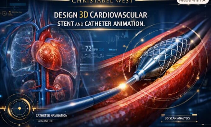 design 3d cardiovascular stent and catheter animation
