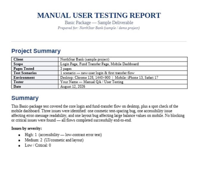 do manual testing analysis as needed