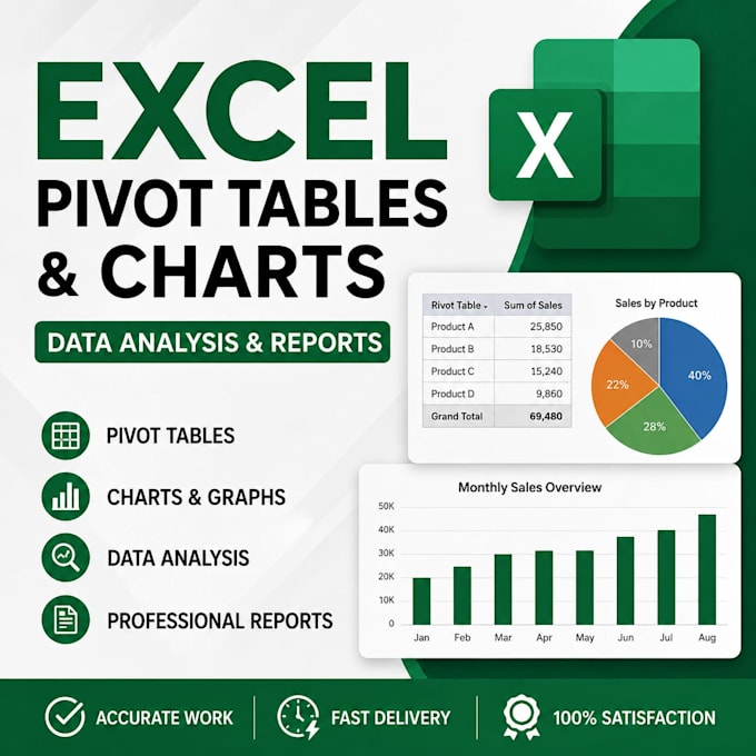 create excel pivot tables, charts and data report