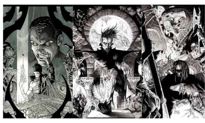 draw noir, horror and dark comic books art for your story