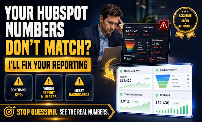 fix hubspot reporting, dashboards and sales kpi tracking