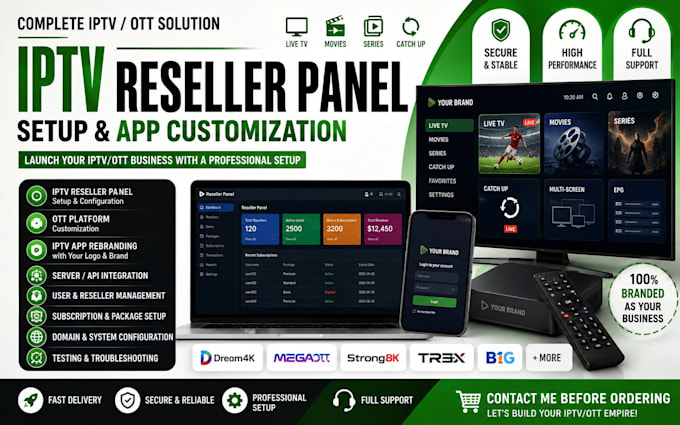 build complete ott system reseller panel dream4k, mega ott with app rebrand