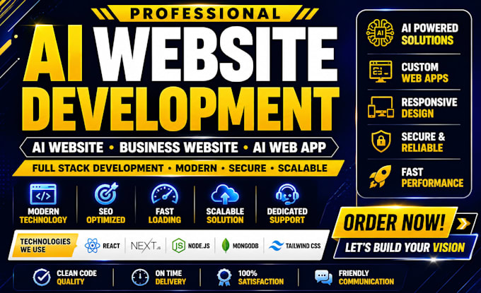 develop ai website, business website, ai web application as full stack developer