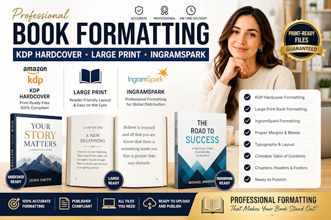 format KDP hardcover, large print book and ingramspark files
