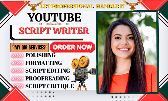 do script writing youtube script video script, movie script for childrens videos
