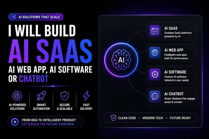 build an ai saas website, ai web app or ai software