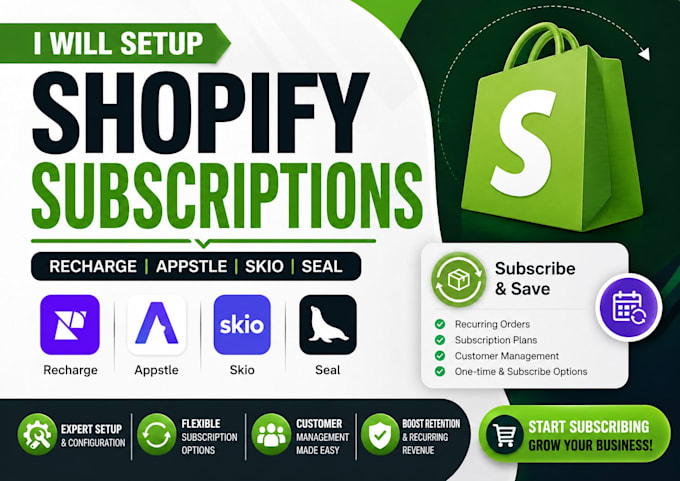 setup shopify subscriptions with recharge appstle skio seal