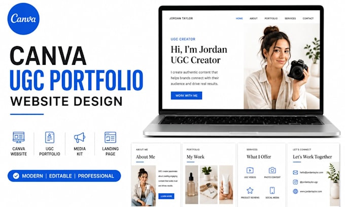 design canva ugc portfolio website, ugc portfolio website, canva website design