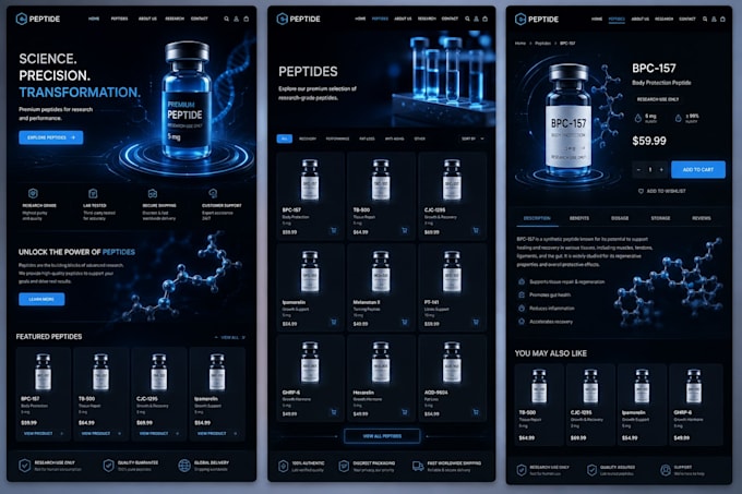 build a responsive and professional peptide ecommerce website