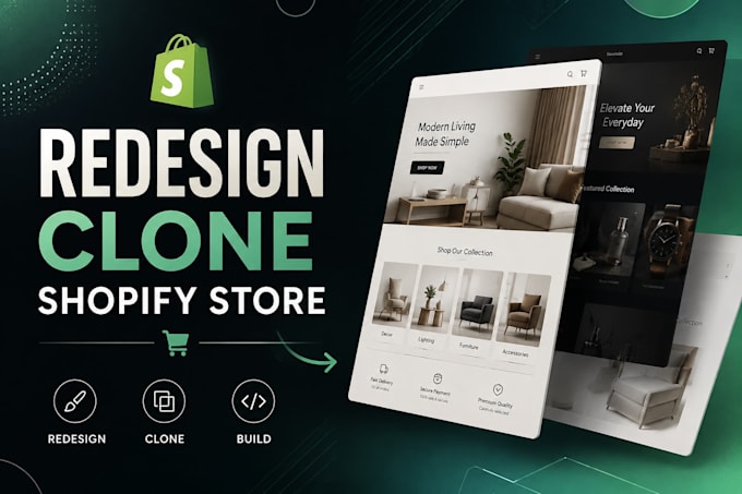 redesign shopify, clone shopify store, copy shopify , shopify website