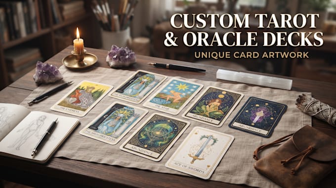 design custom tarot cards, oracle deck and playing card artwork