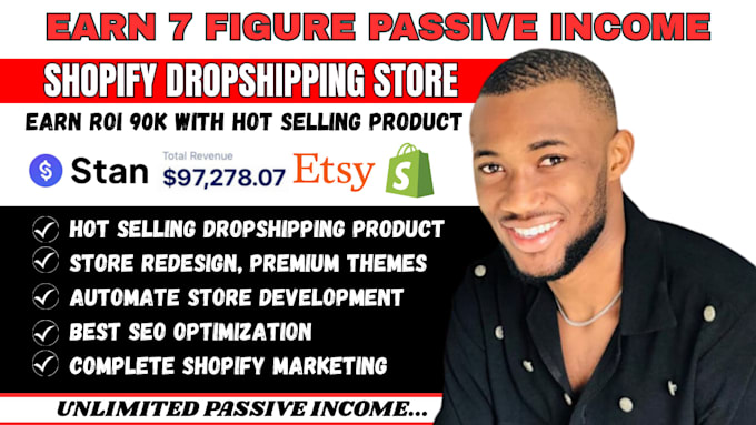 setup 7figure shopify digital product store, etsy shop, stan store digital store