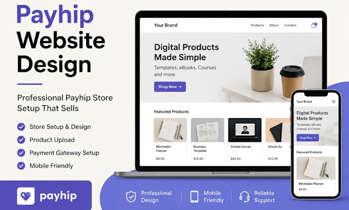 create your payhip website and payhip store setup