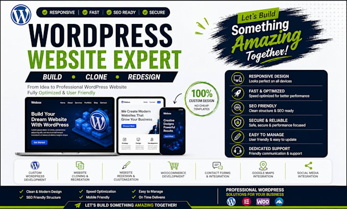 build, clone or redesign a professional wordpress website